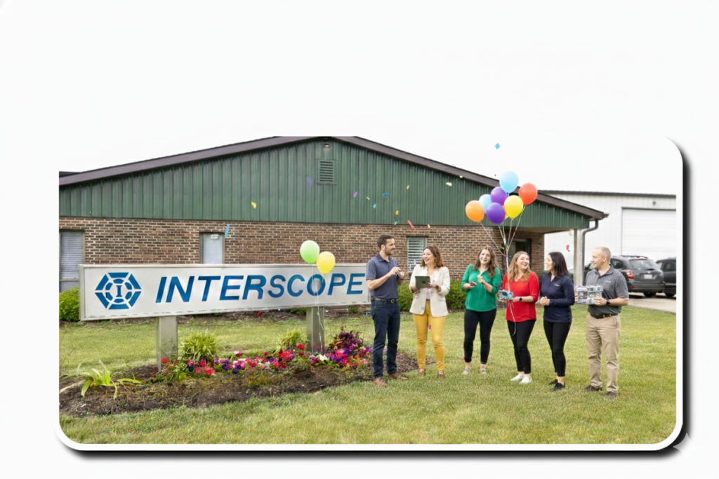 Showing collaboration with the front of the company's building